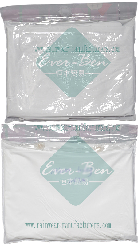 white pvc raincoat poncho packing bag